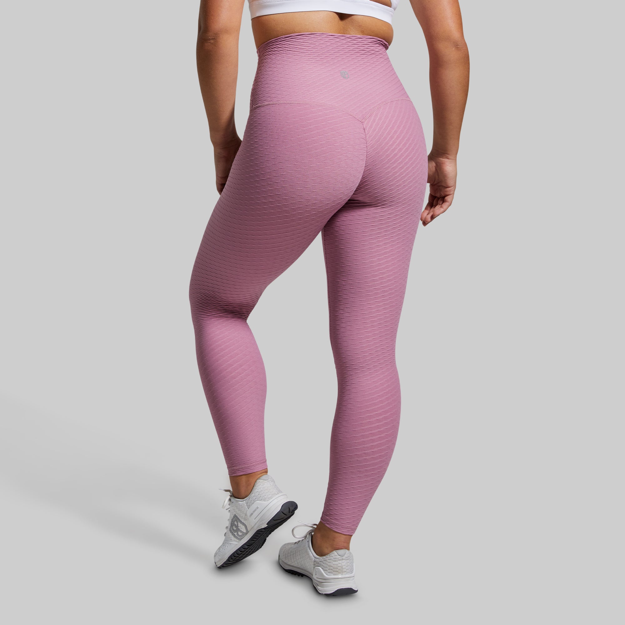 Mauve Gym Leggings, Pink Textured Leggings