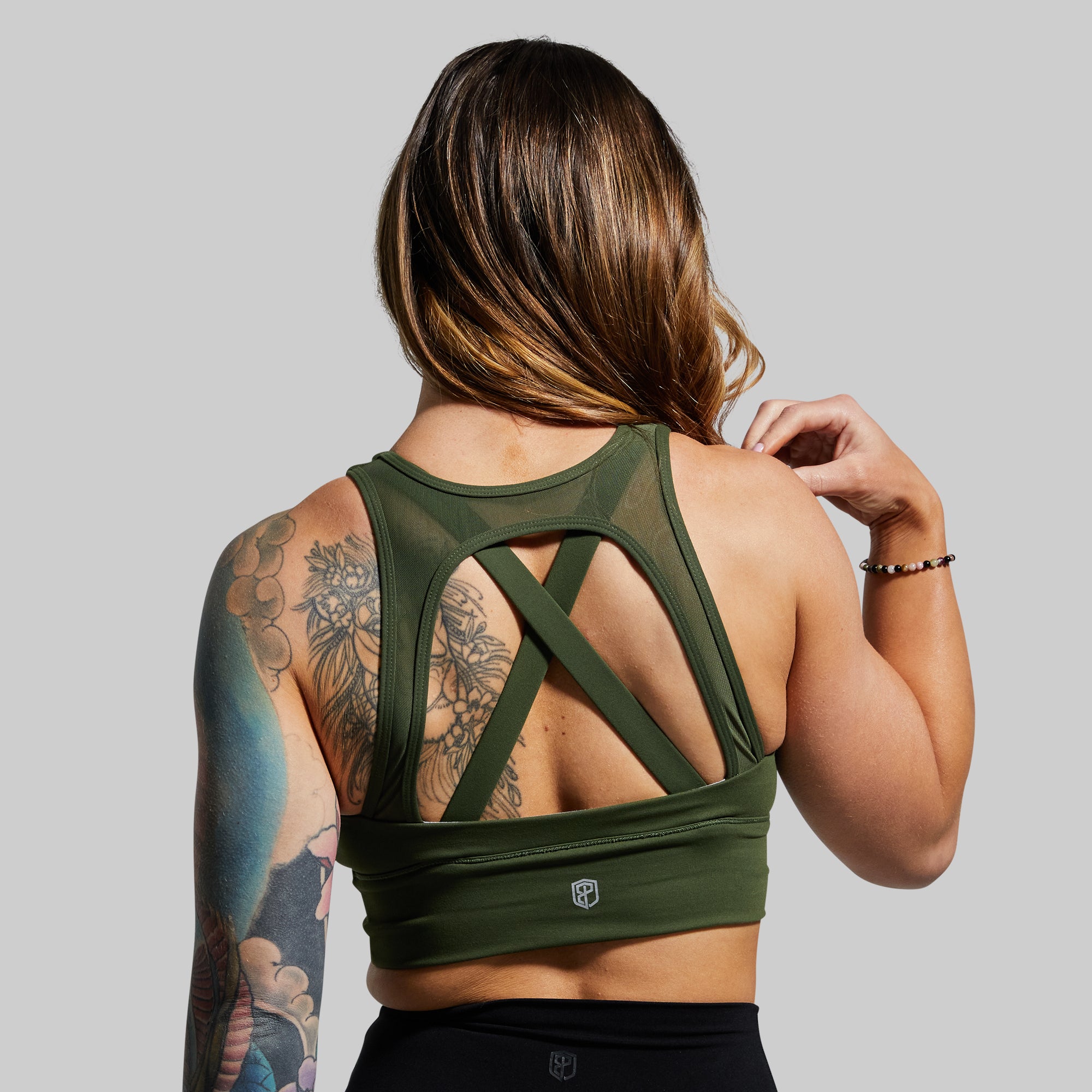 Dark green sports bra online