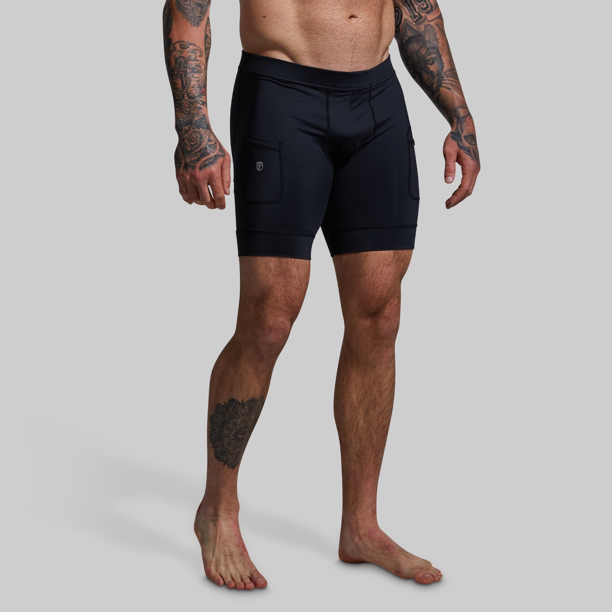 Men's Black Compression Shorts (7 Long Inseam) – Born Primitive