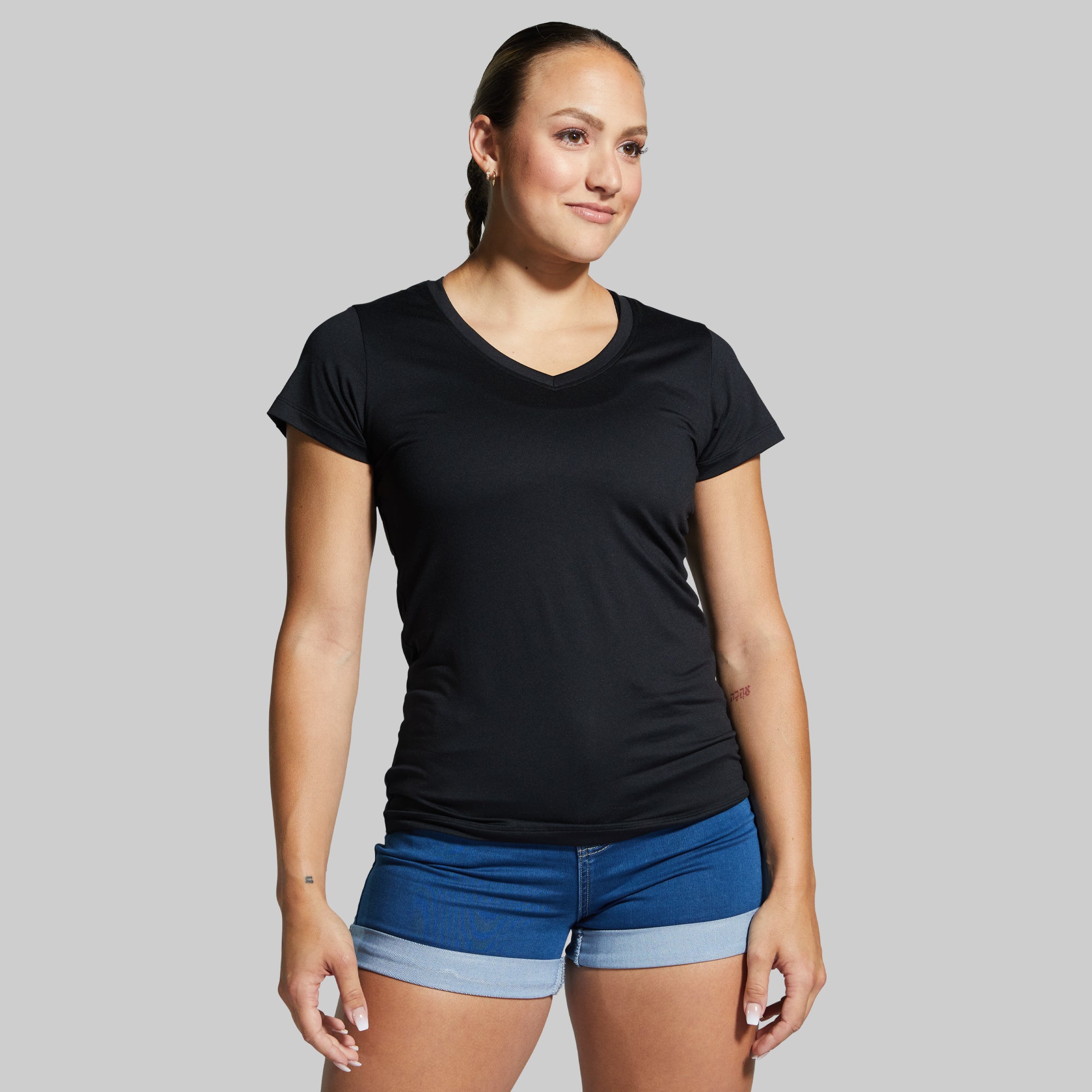Women's Black Short Sleeve VNeck Athletic TShirt Born Primitive