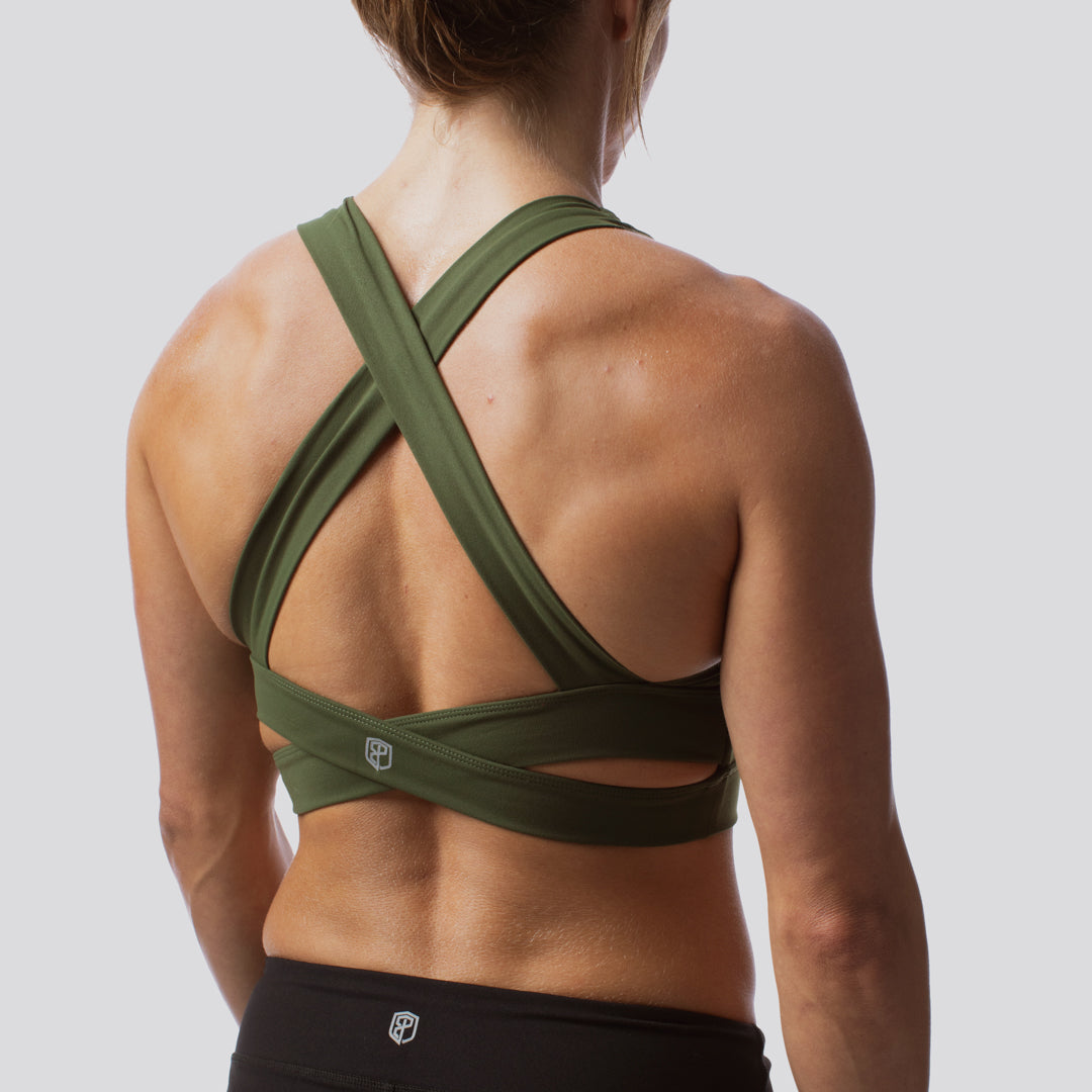 Green 4D Stretch reversible sports bra
