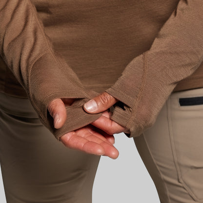 Women's Ridgeline Merino Half Zip Hoodie 165 (Coyote Brown)