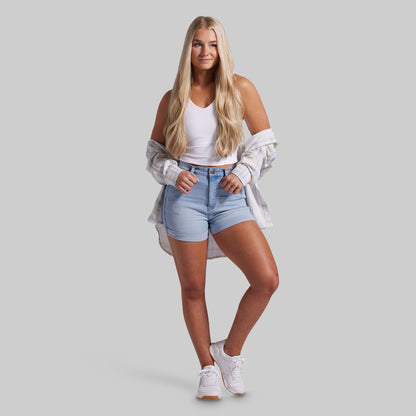 FLEX Stretchy Mom Jean Short (Light Fade Wash)