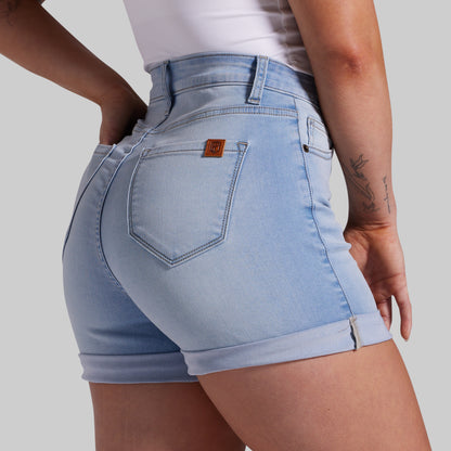FLEX Stretchy Mom Jean Short (Light Fade Wash)