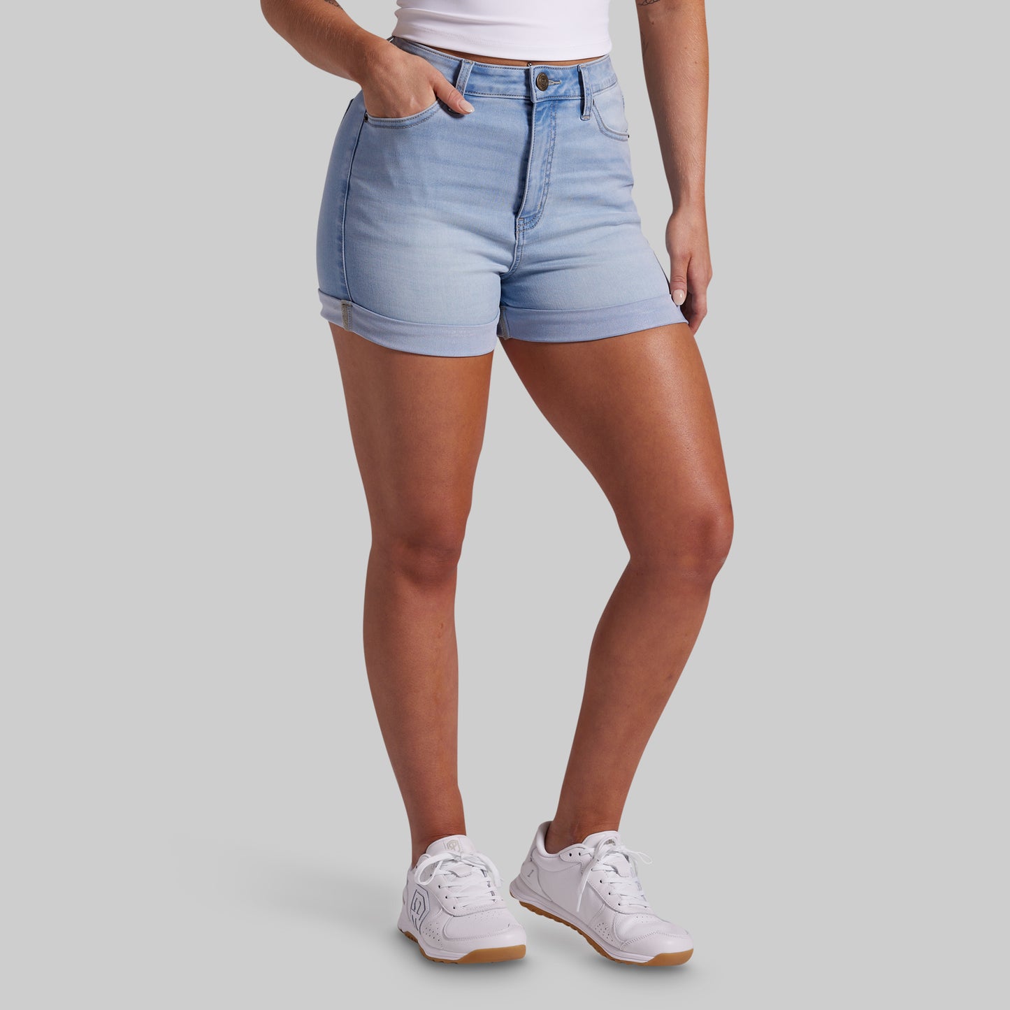 FLEX Stretchy Mom Jean Short (Light Fade Wash)