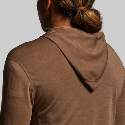 Women's Ridgeline Merino Half Zip Hoodie 165 (Coyote Brown)