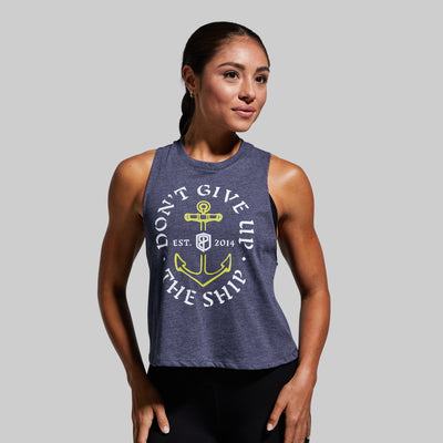 Don't Give Up The Ship Elevate Crop (Heather Navy)