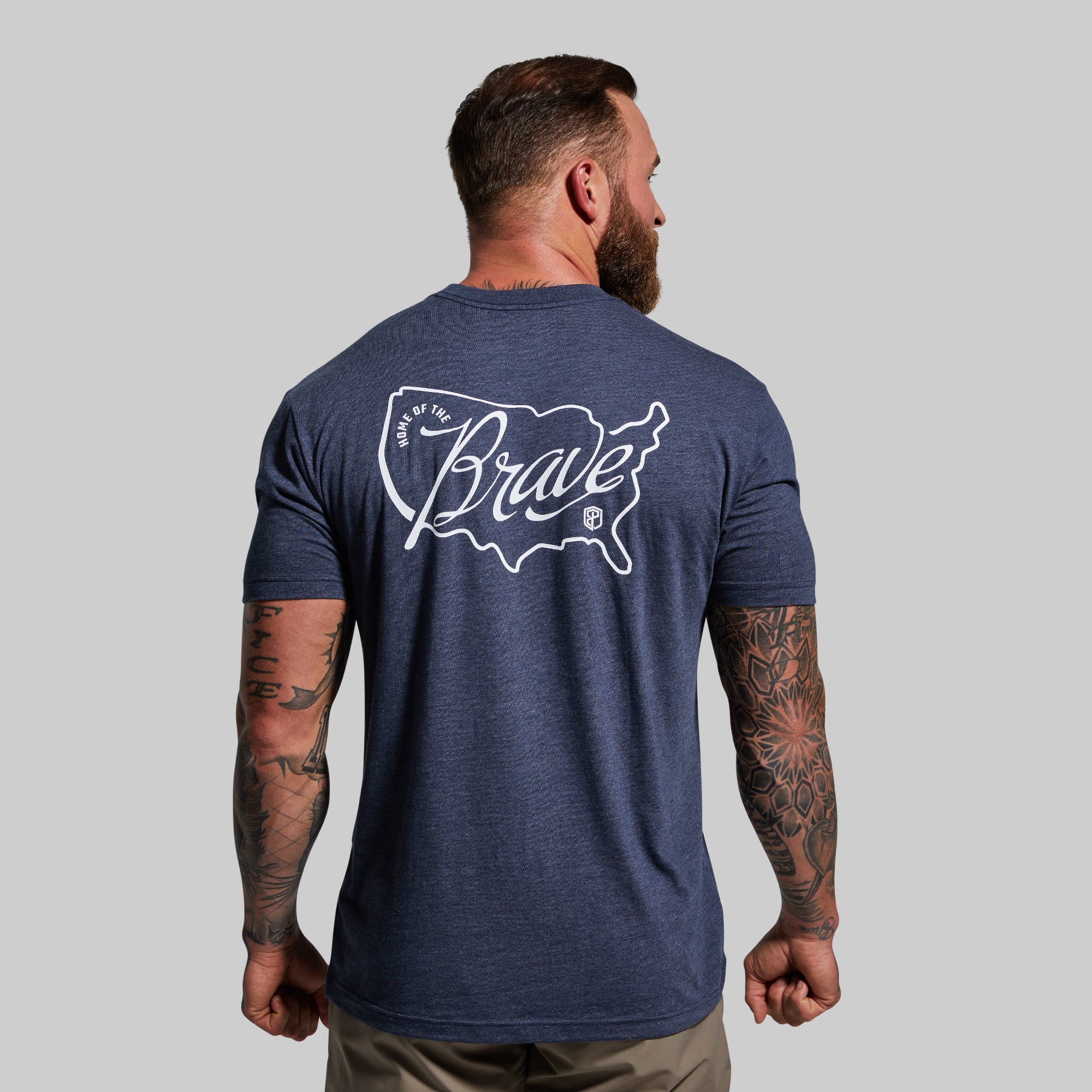 Home of the Brave Tee (Heather Navy) – Born Primitive