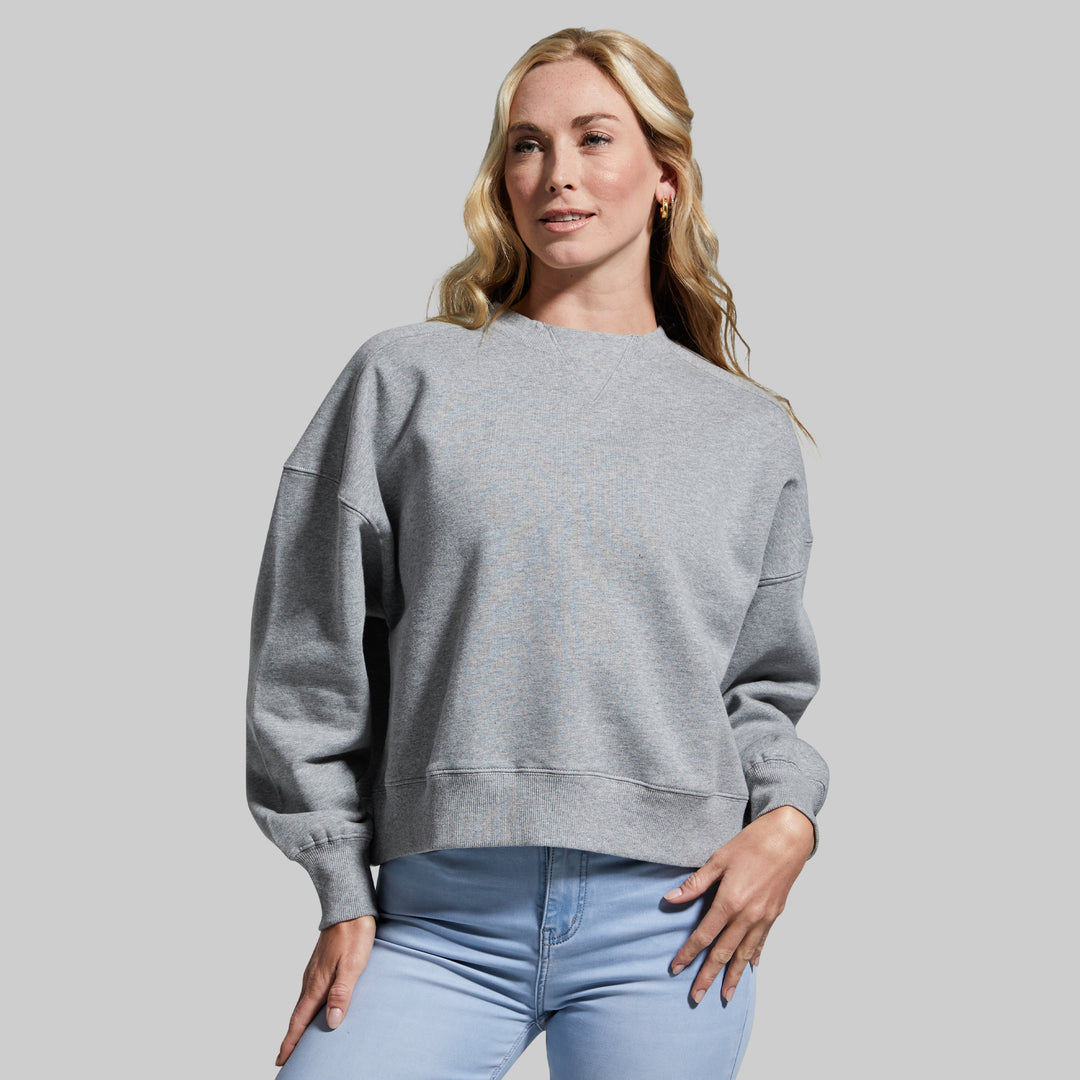 Oversized Heather Grey Crew Neck Sweater