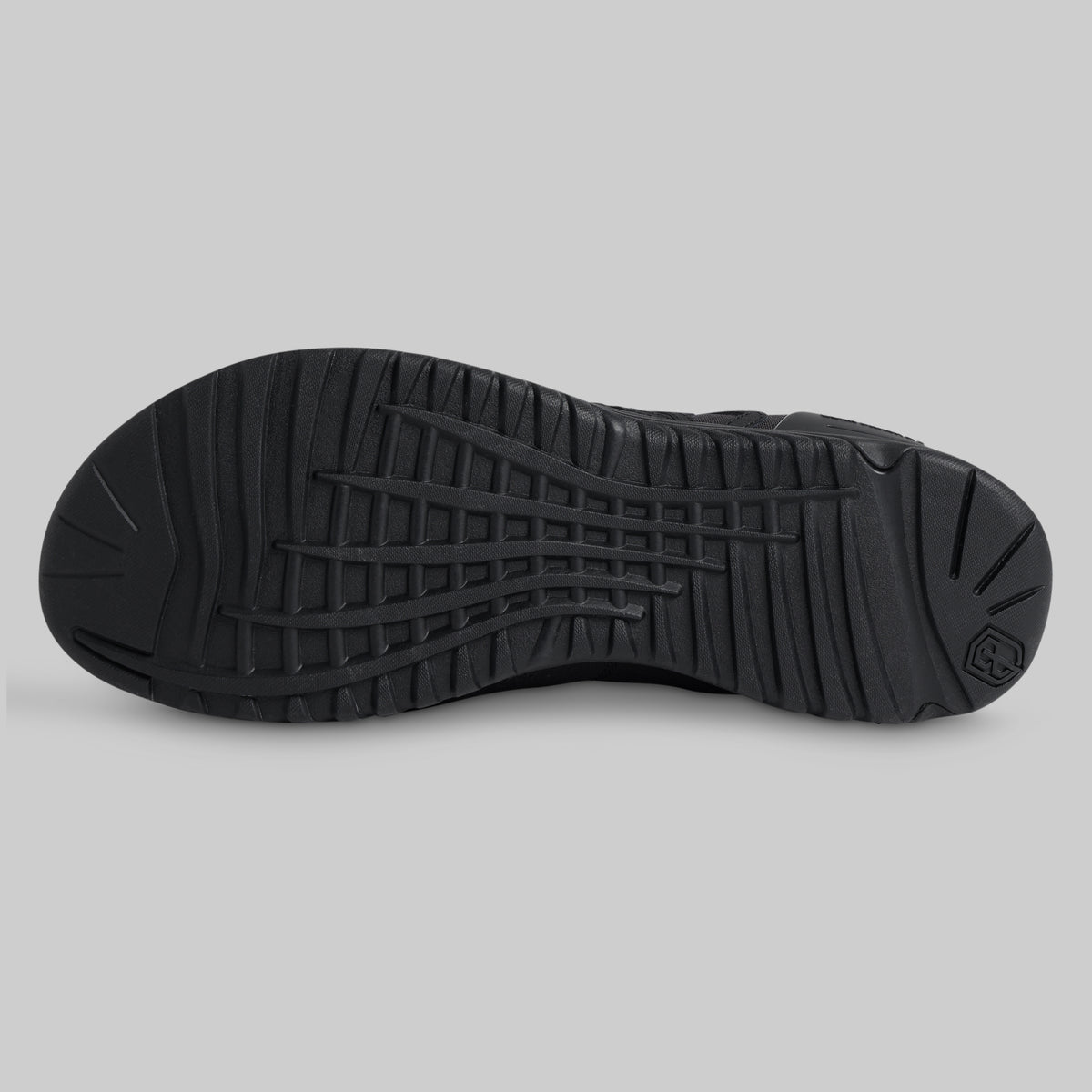Black sole of a shoe on a white background