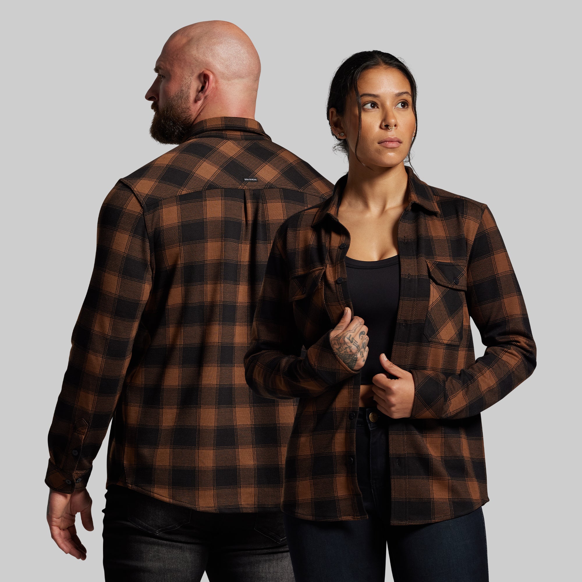 Woodsman Stretchy Flannel (Coyote Brown/Black) – Born Primitive