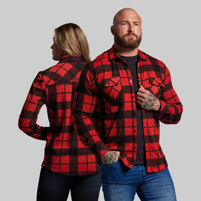 Woodsman Stretchy Flannel (Deep Red/Black)