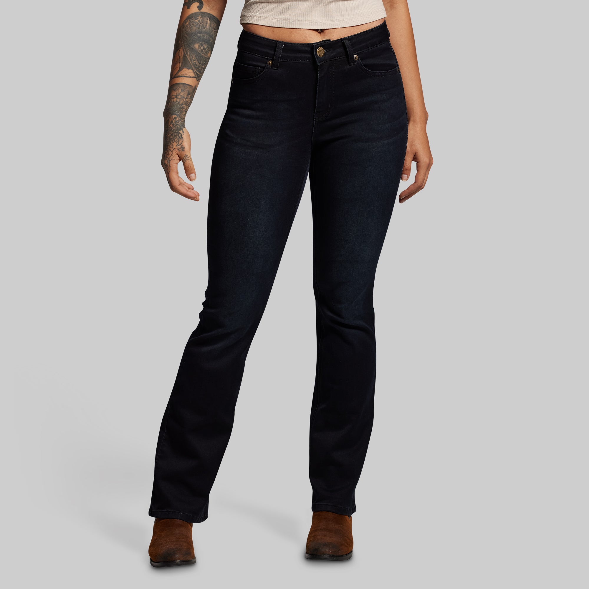 FLEX Stretchy Mid-Rise Boot Cut Jean (Black) – Born Primitive
