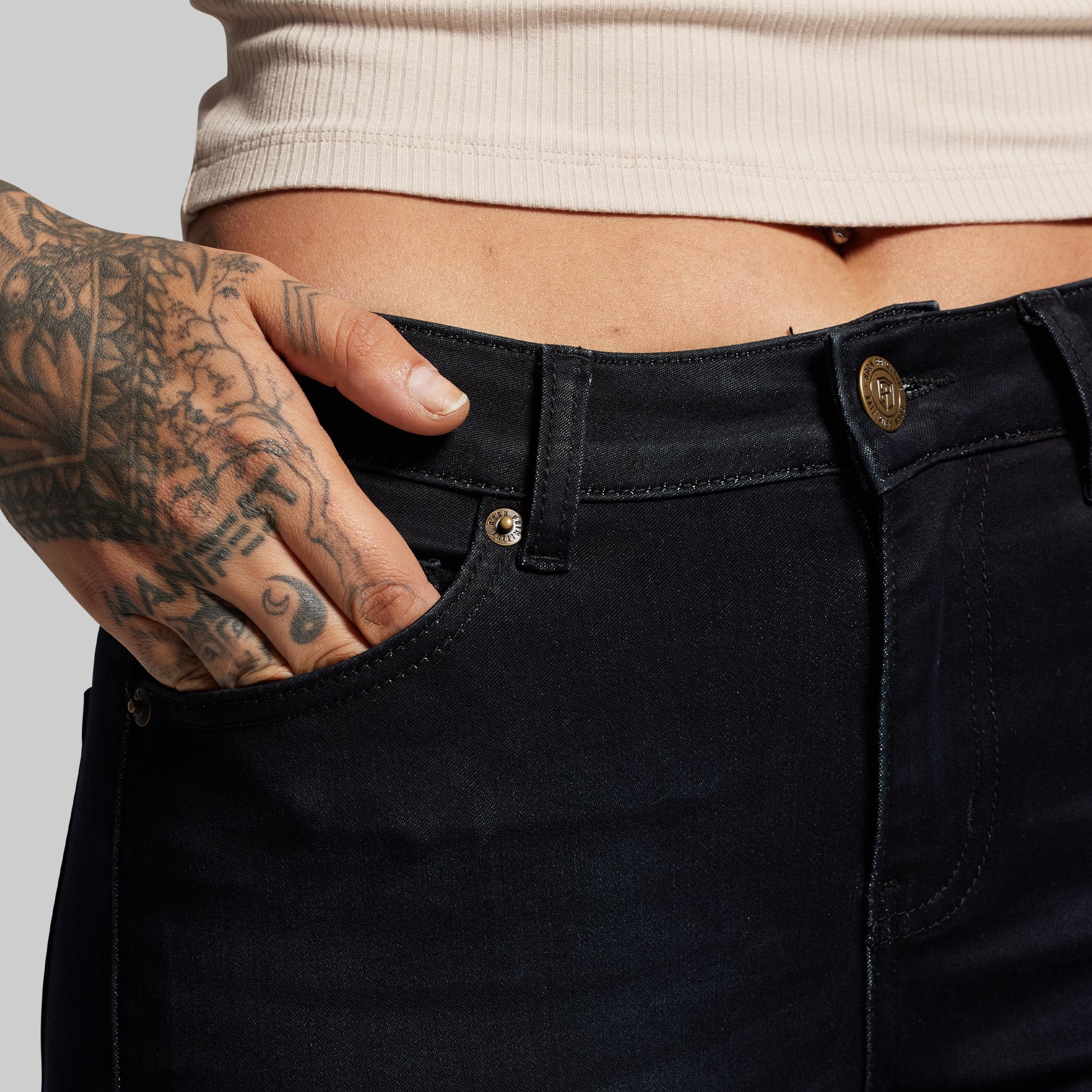 FLEX Stretchy Mid-Rise Boot Cut Jean (Black) – Born Primitive