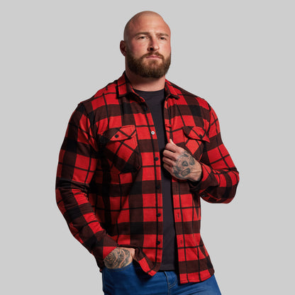 Woodsman Stretchy Flannel (Deep Red/Black)