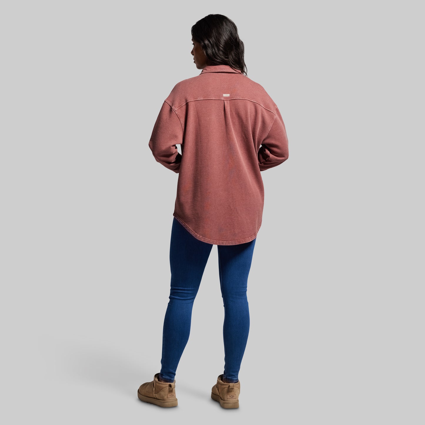 Women's Oversized Washed Button Up (Rosewood)