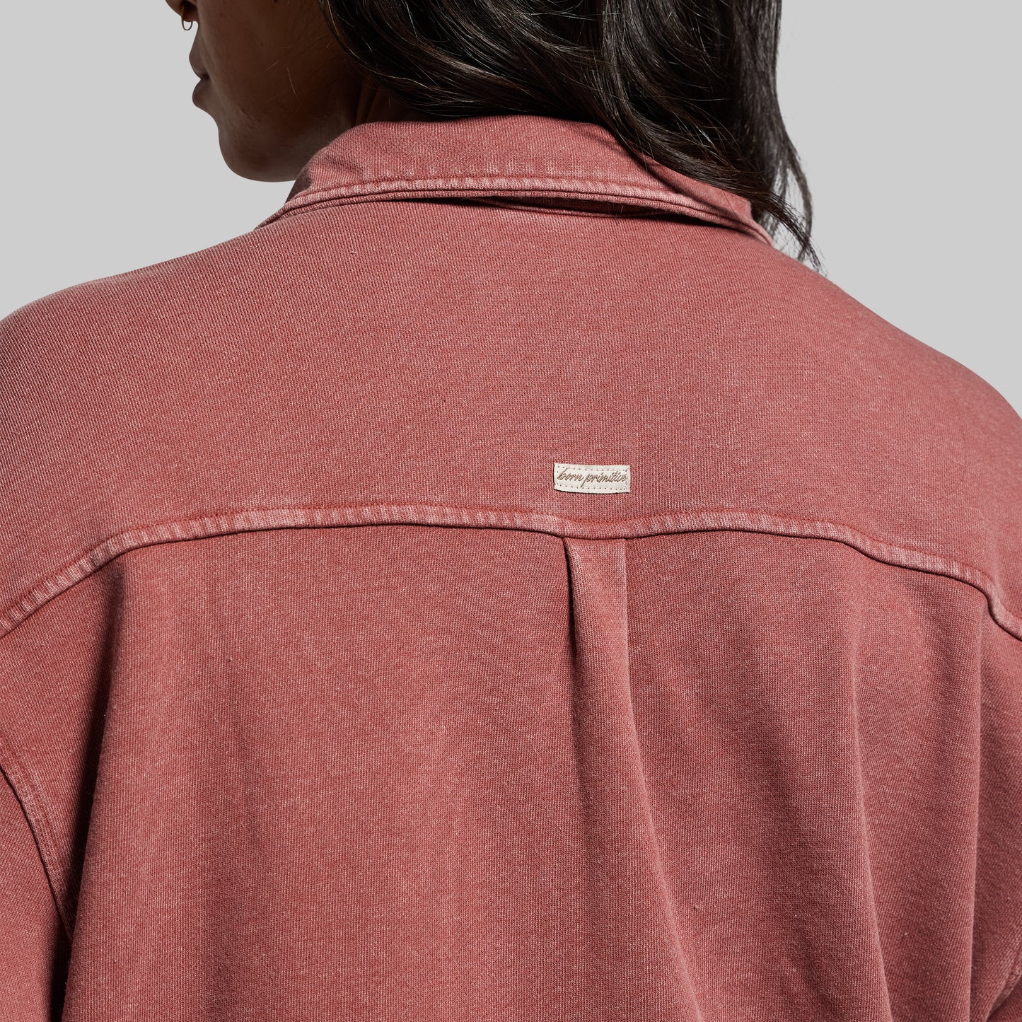 Women's Oversized Washed Button Up (Rosewood)