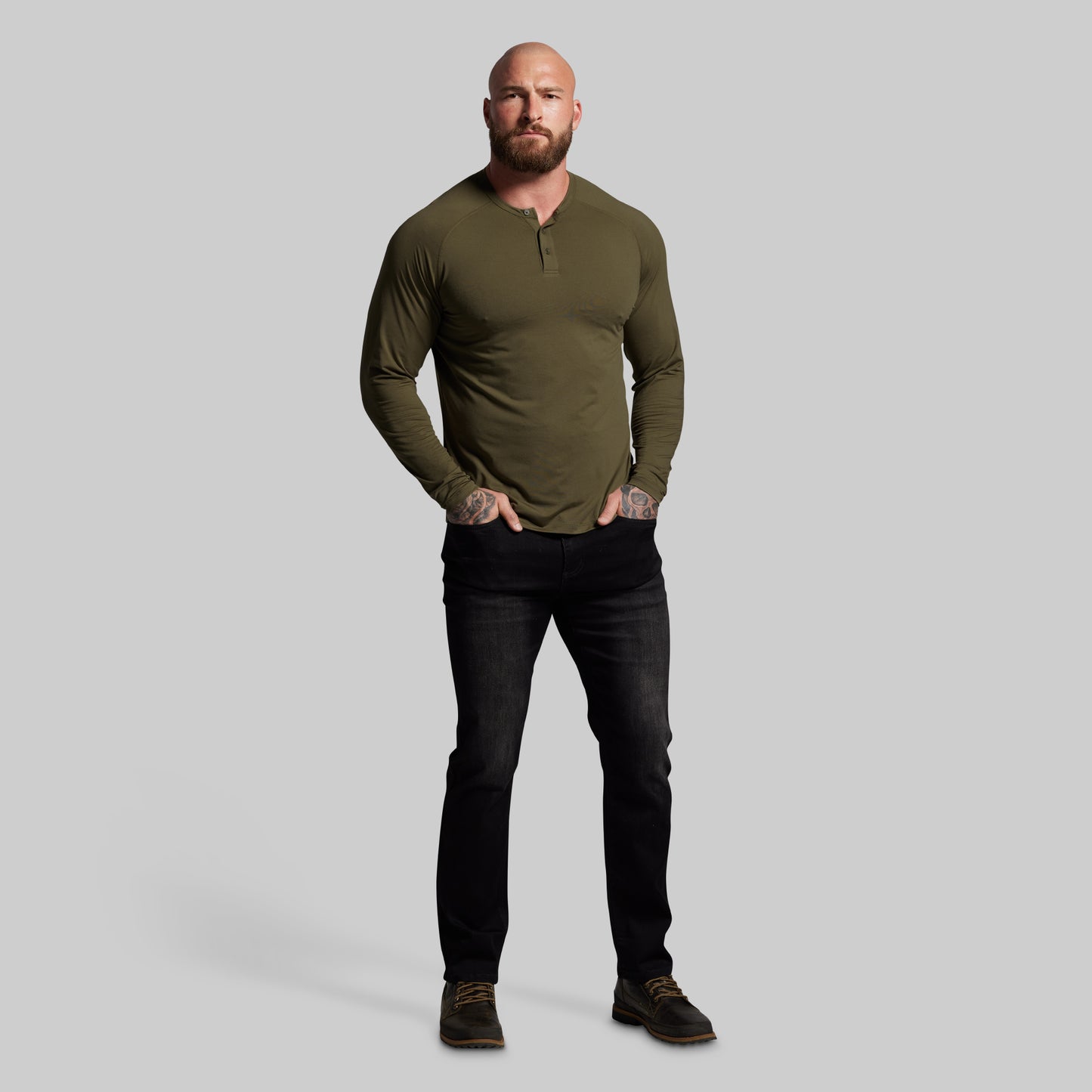 BP Premium Basic Henley (OD Green)