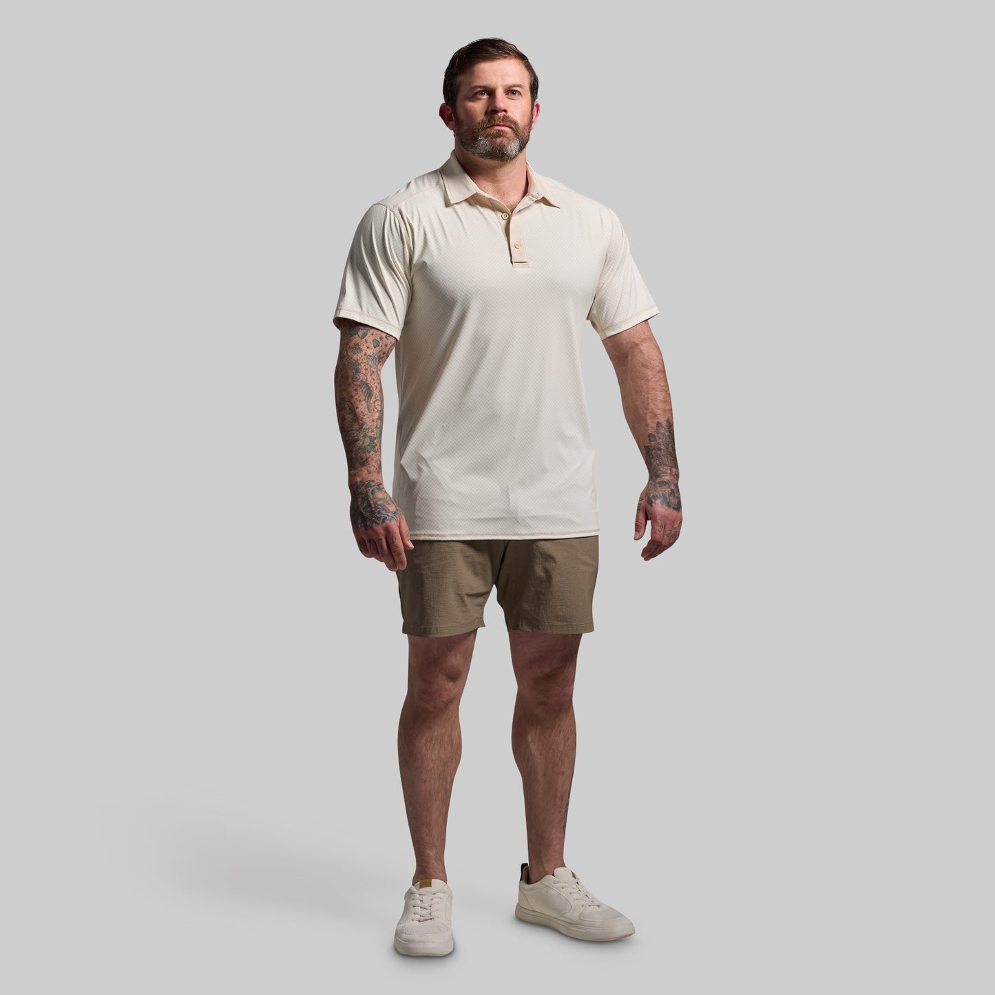 Men's Tek Polo (Oatmeal Check)