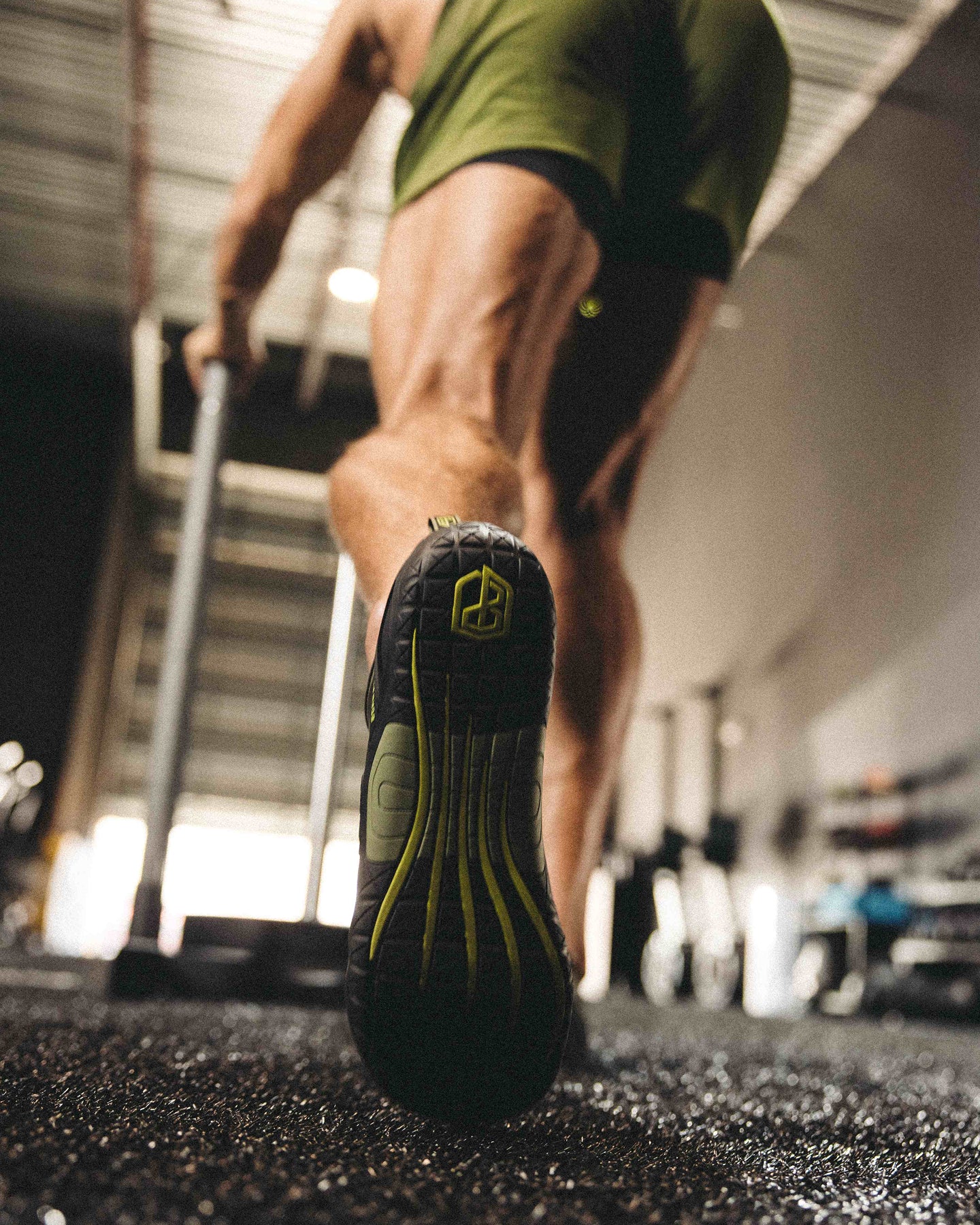 Barefoot training shoe lifting weights 