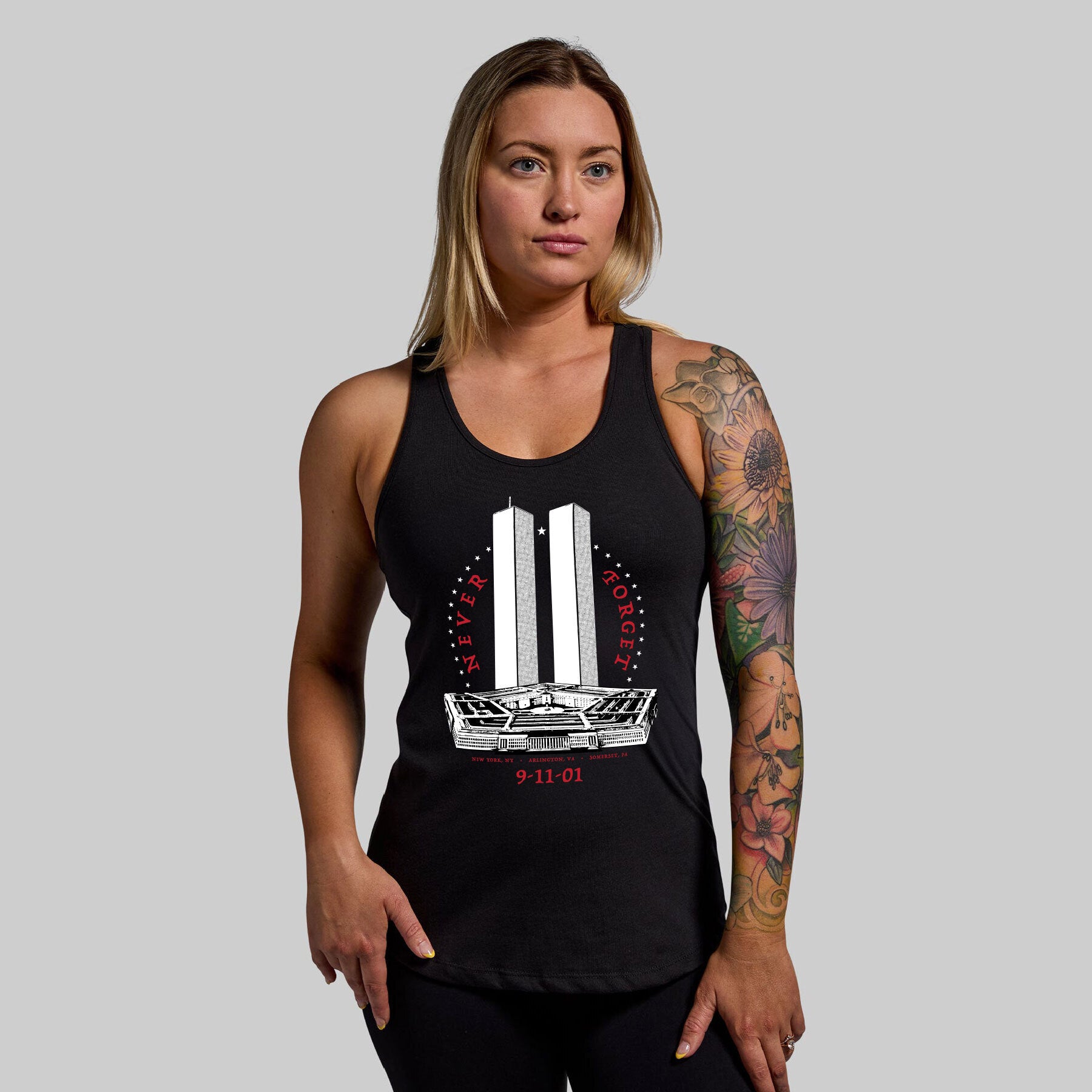 9/11 Tribute Tank Top (Black) | Patriotic Workout Tank – Born Primitive