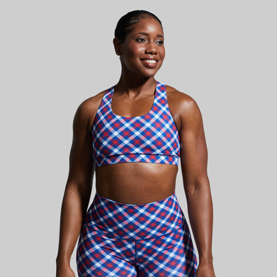 Your Essential Sports Bra (Patriotic Plaid)