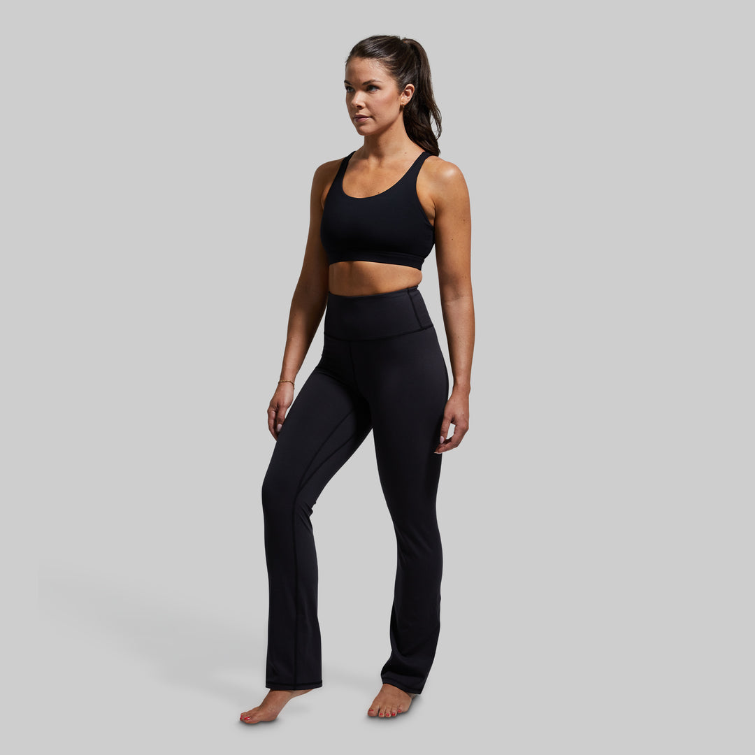 Black Straight Leg Yoga Pants Black Yoga Tights Born Primitive