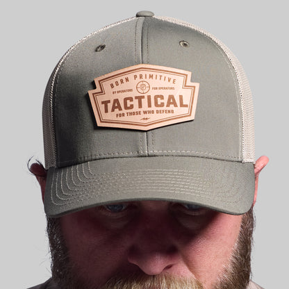 Tactical Light Leather Patch Trucker Hat (OD Green)