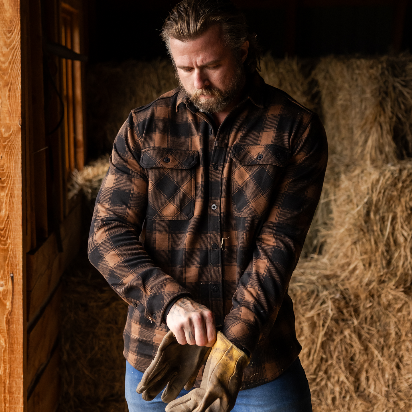 Woodsman Stretchy Flannel (Coyote Brown/Black)