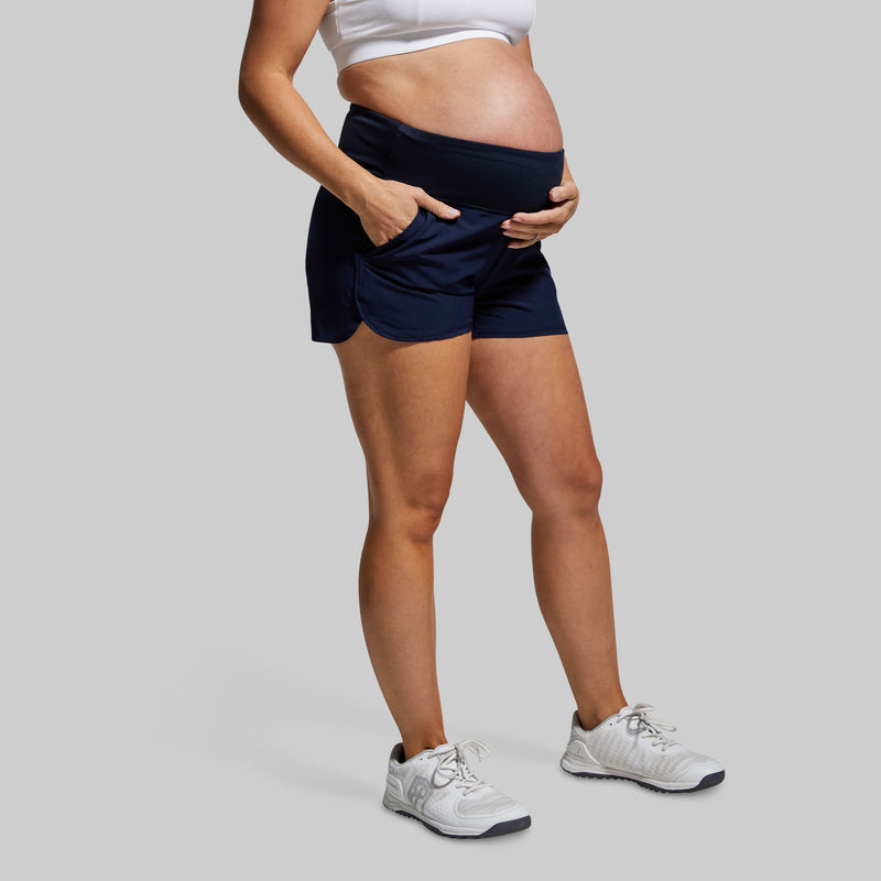 Navy Blue Maternity Shorts  Pregnancy Exercise Shorts – Born
