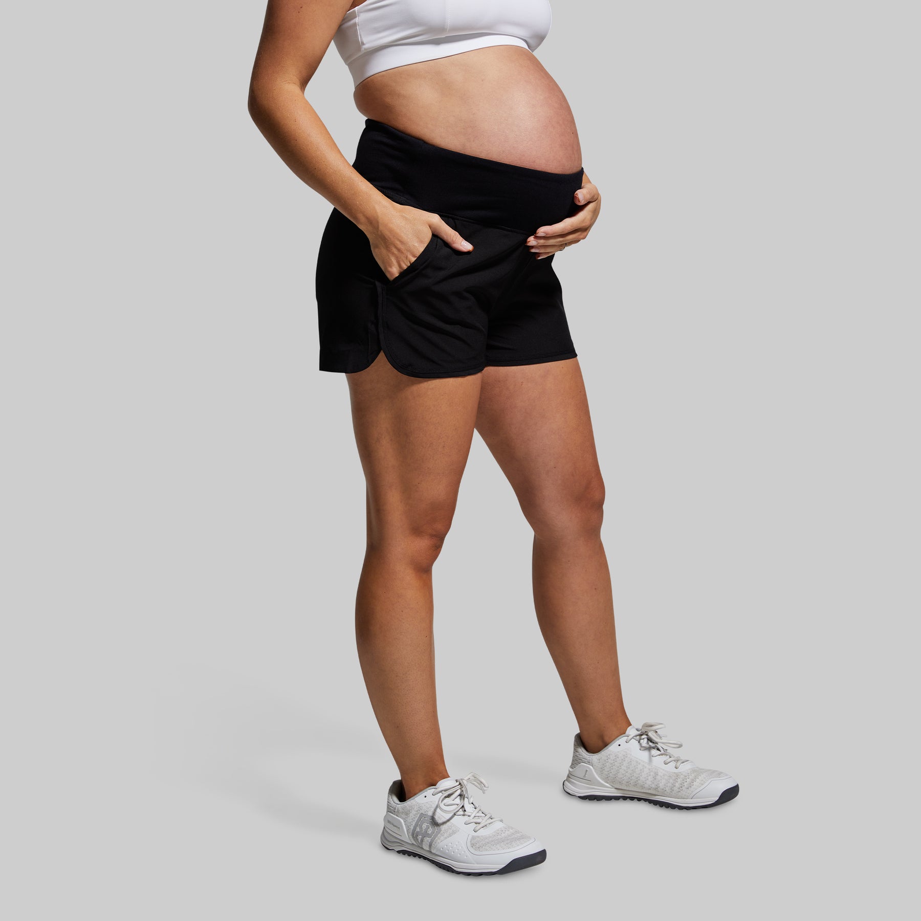 Black Maternity Shorts  Pregnancy Workout Shorts – Born Primitive