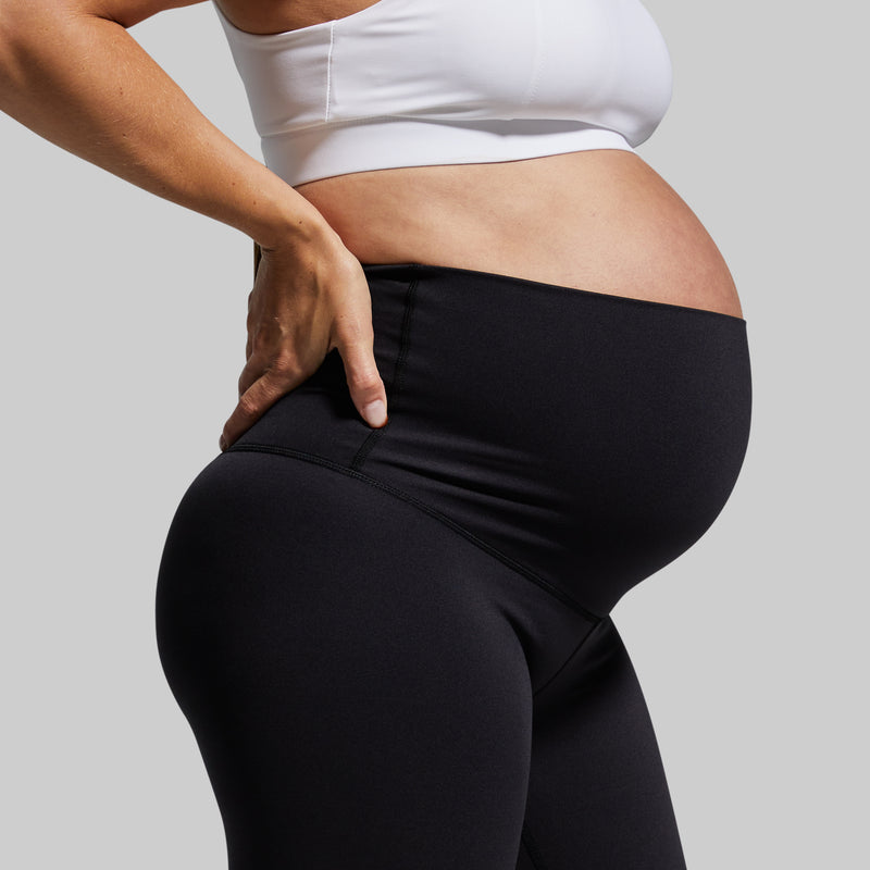 Black Pregnancy Workout Leggings  Maternity Exercise Tights –  bornprimitive canada
