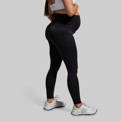 Black Maternity Sports Leggings with Pockets