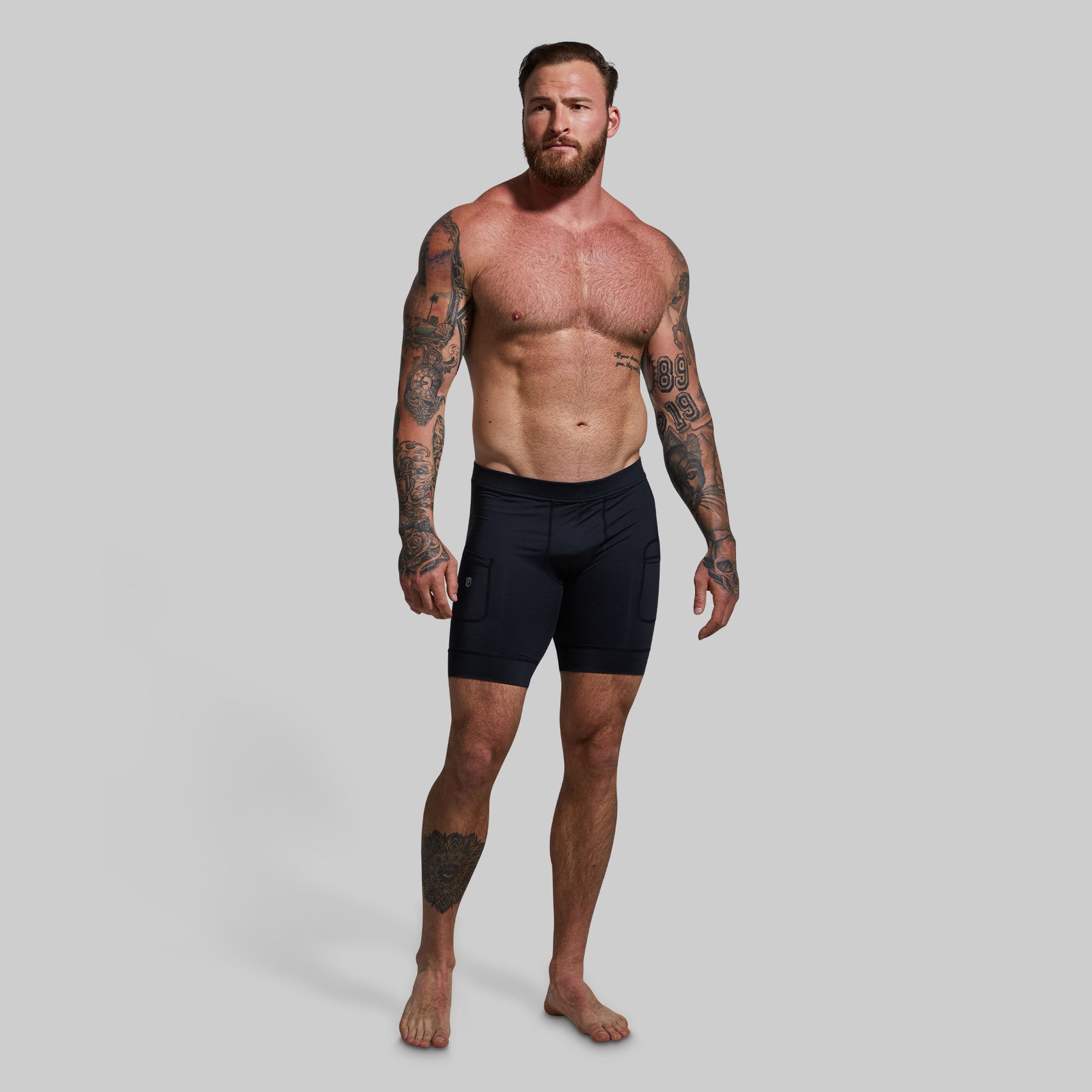 Men's Black Compression Shorts (7 Long Inseam) – Born Primitive