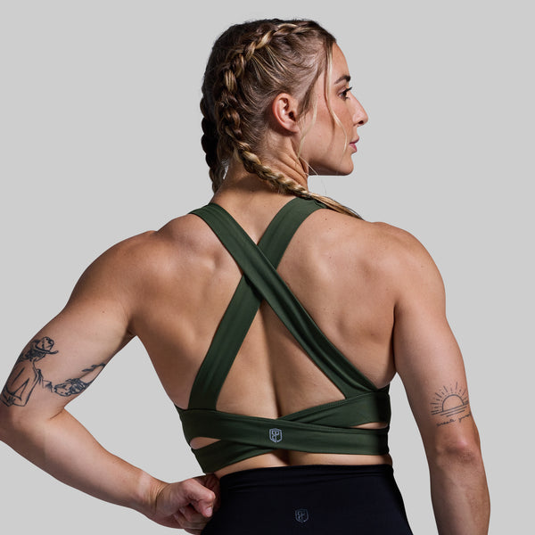 Double Cross Sports Bra (Tactical Green) – Born Primitive