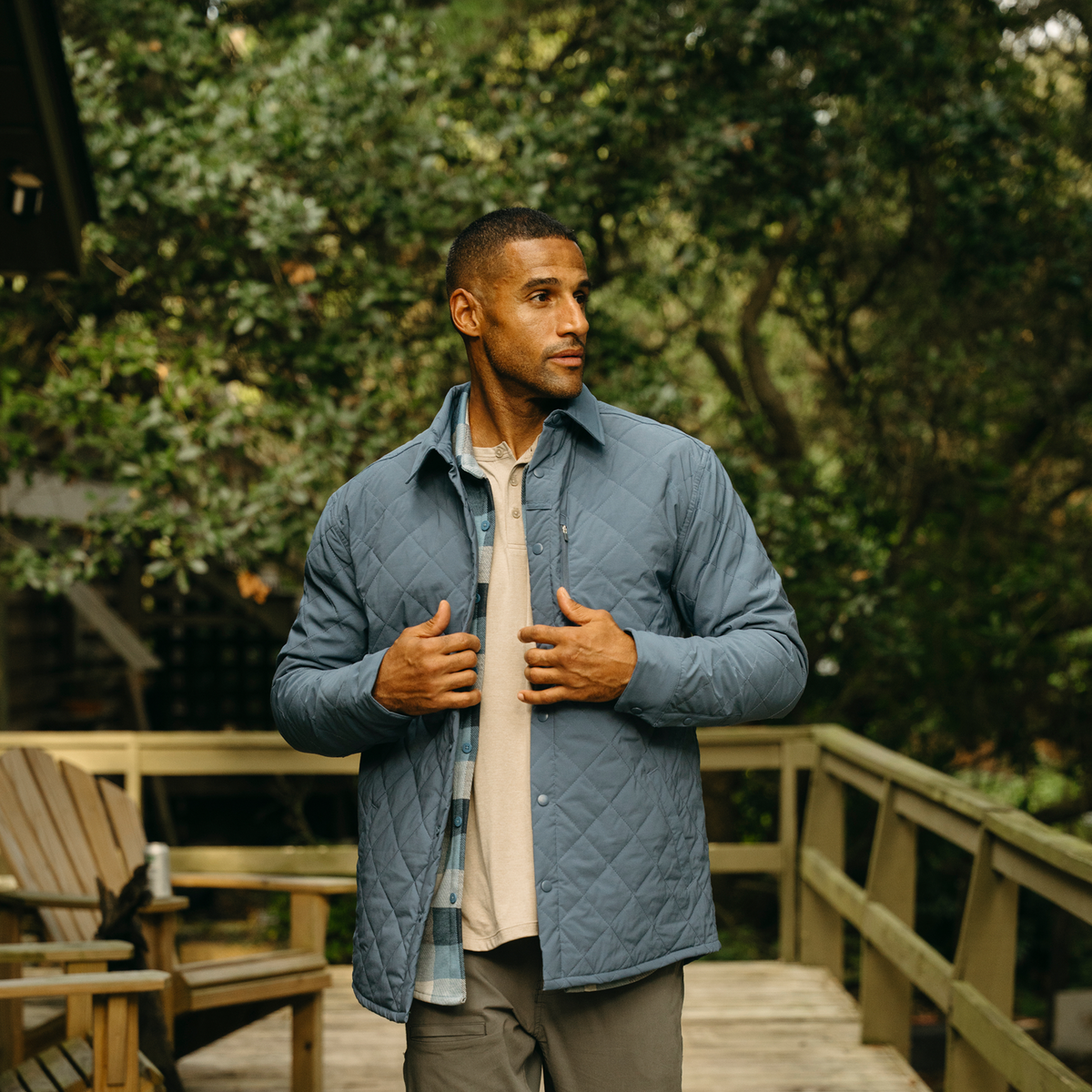 Field Quilted Shacket (Indigo)