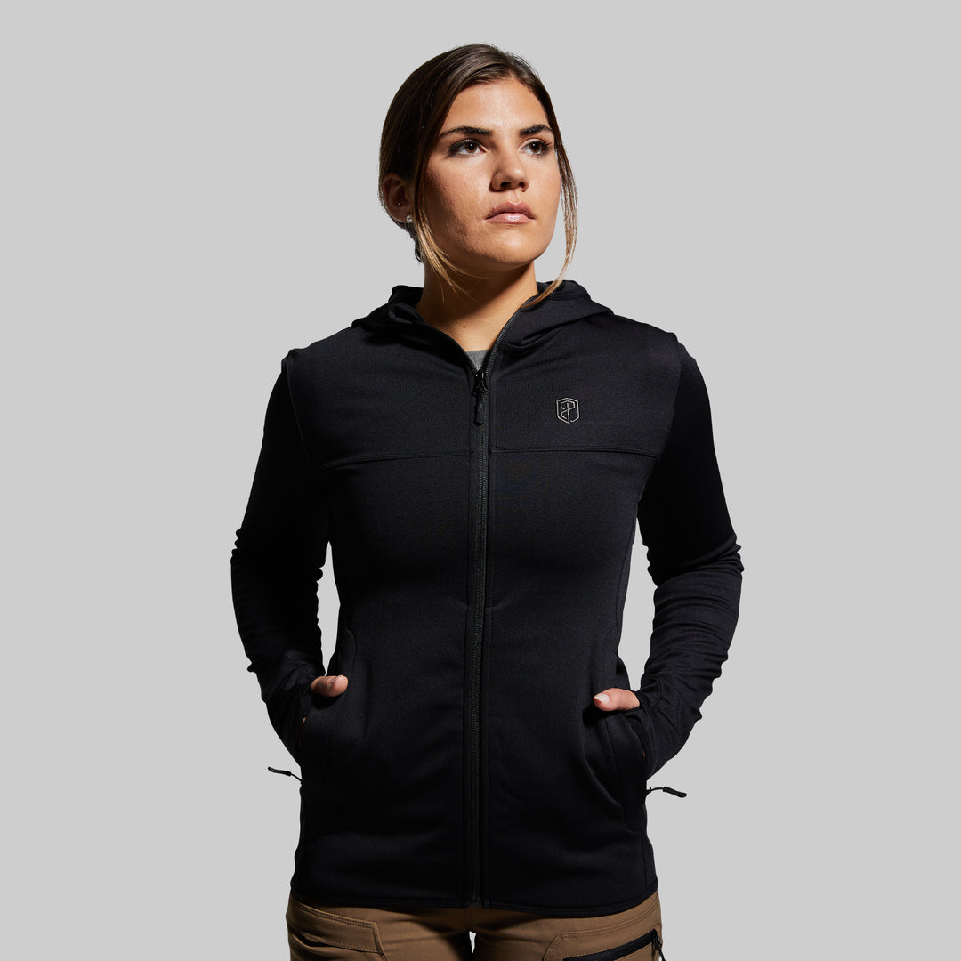 Women's Sentry Full Zip Hoodie (Black) – Born Primitive