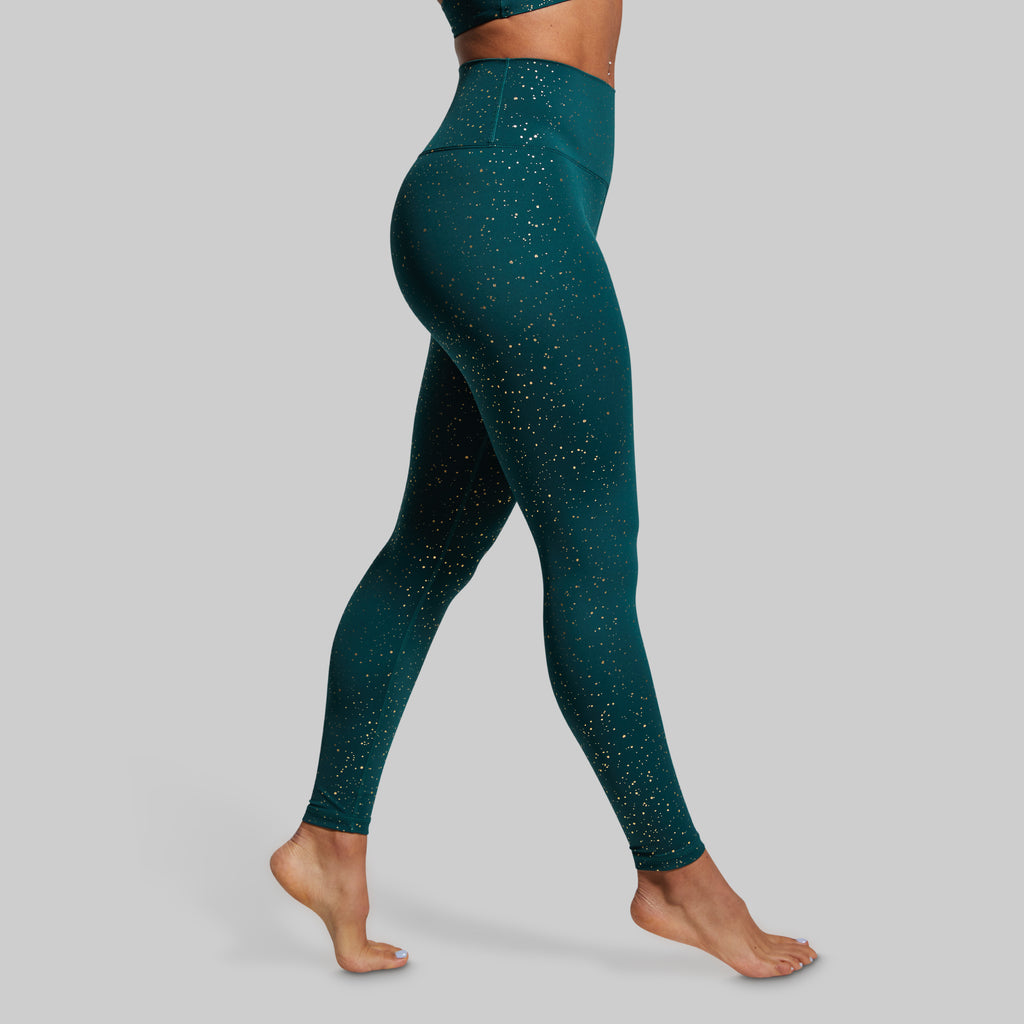 Pine Green and Gold Sparkly Leggings