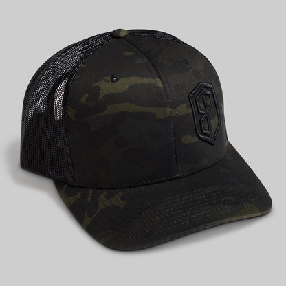 Born Primitive Trucker Hat (Black Multicam)