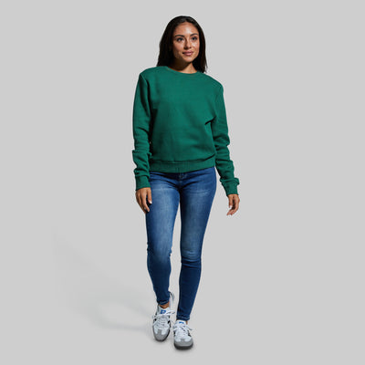 Women's Waffle Crewneck Pullover (Evergreen)