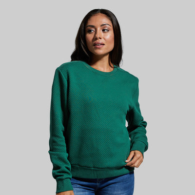 Women's Waffle Crewneck Pullover (Evergreen)