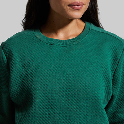 Women's Waffle Crewneck Pullover (Evergreen)