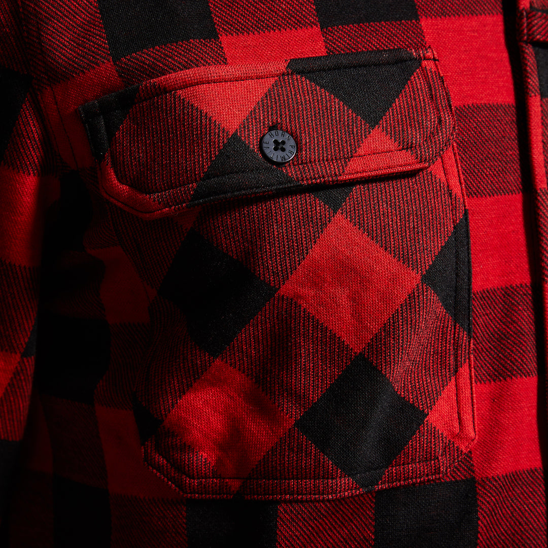 Red & Black Stretchy Plaid Flannel Shirt for Men & Women