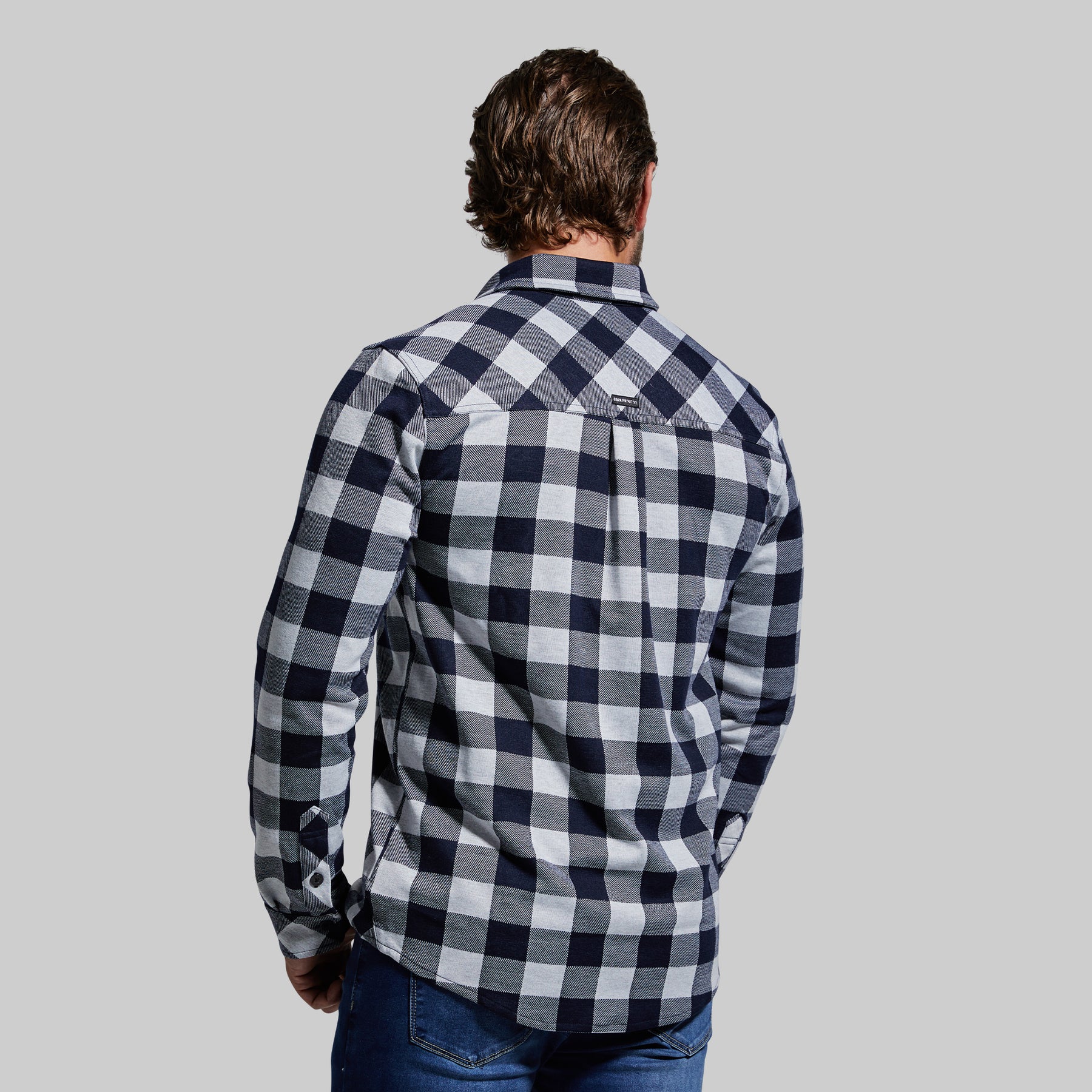 Navy and White Flannel Shirt  Stretchy Plaid Flannel – Born Primitive