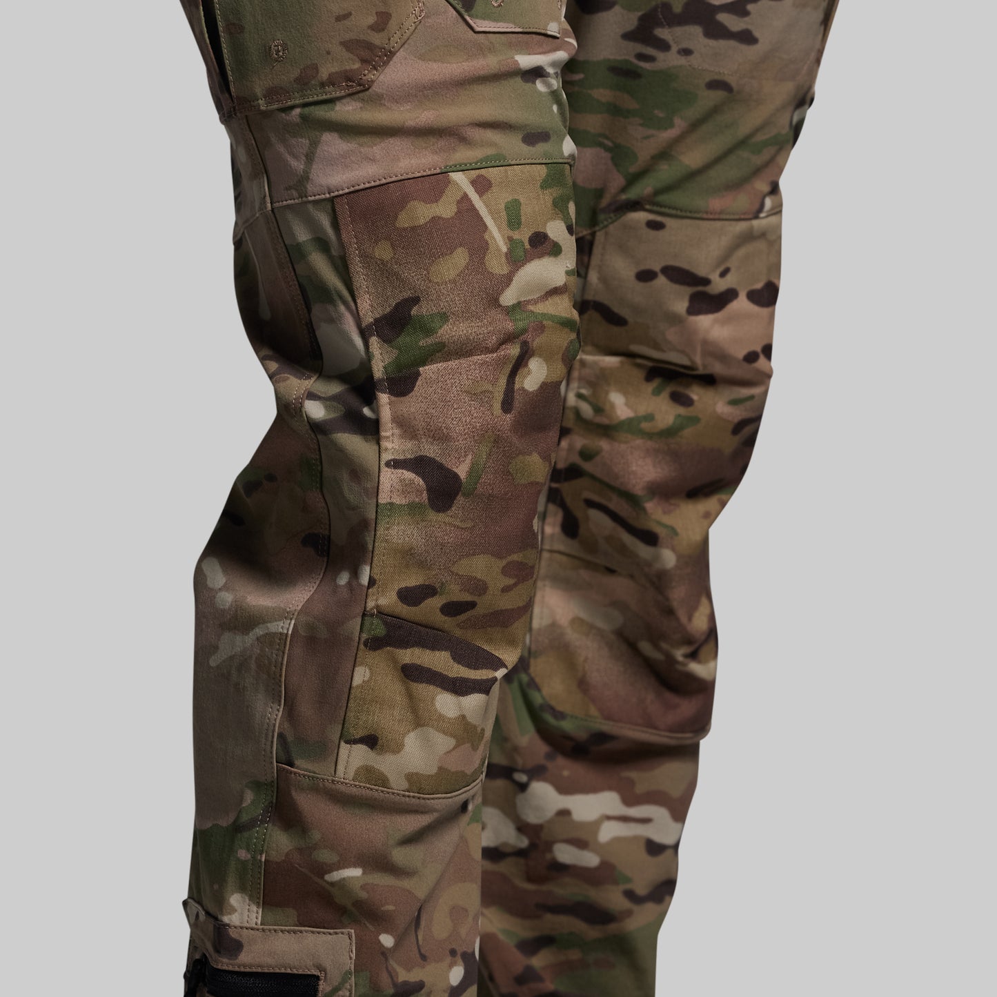 Camouflage pants on a gray background