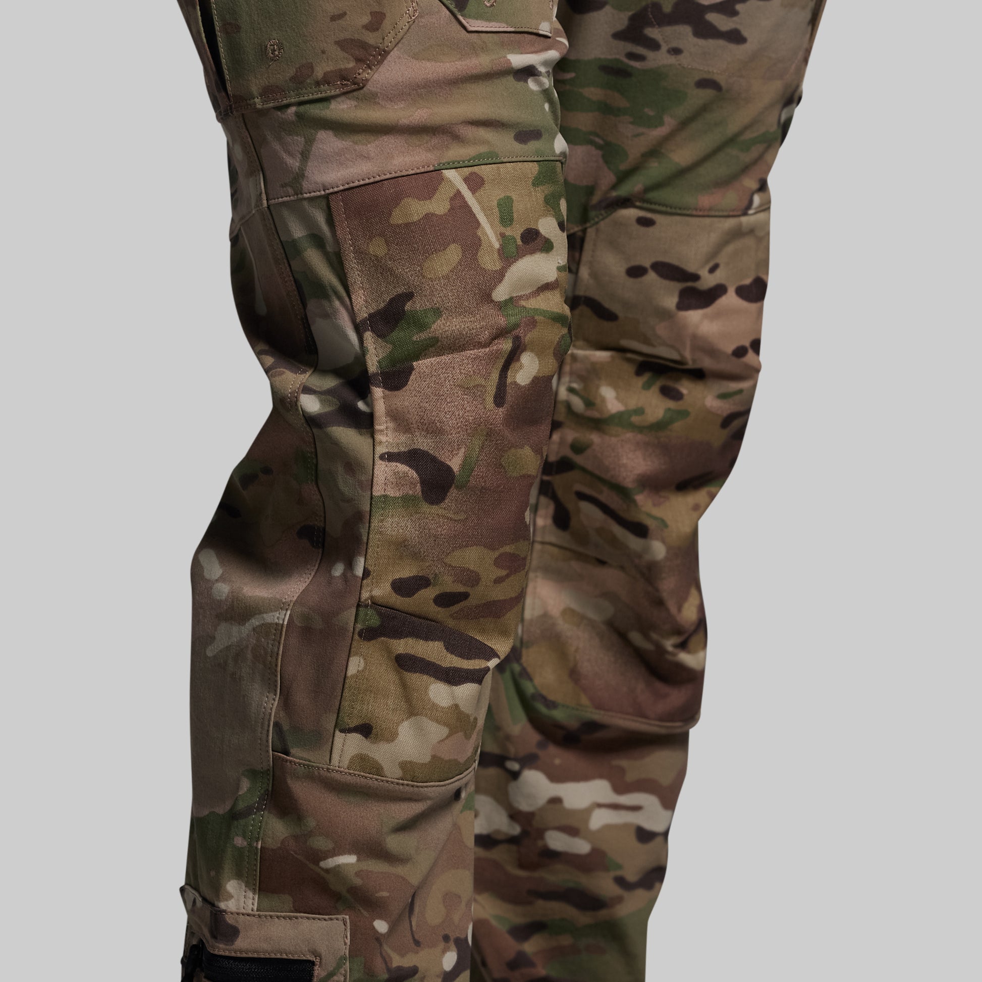 Camouflage pants on a gray background