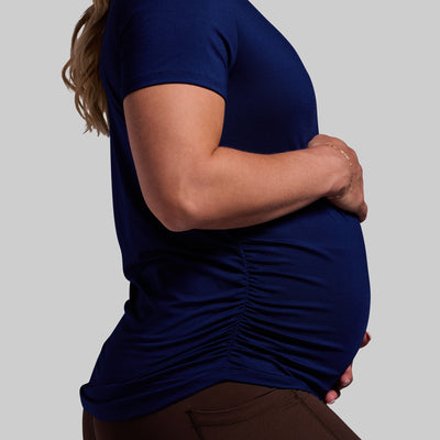 Maternity Athleisure Short Sleeve V-Neck (Blue Depths)