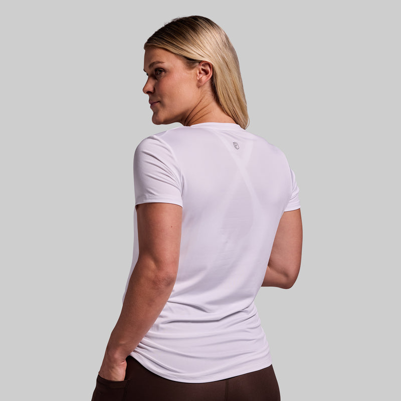 Maternity Athleisure Short Sleeve V-Neck (White)