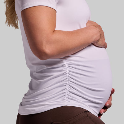 Maternity Athleisure Short Sleeve V-Neck (White)