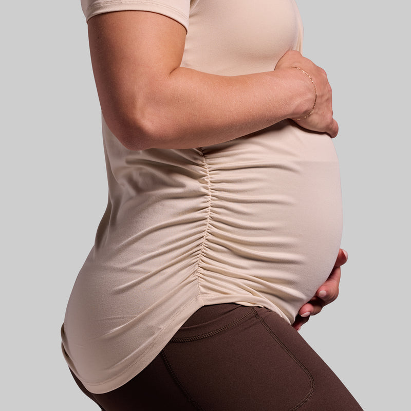 Maternity Athleisure Short Sleeve V-Neck (Oatmeal)